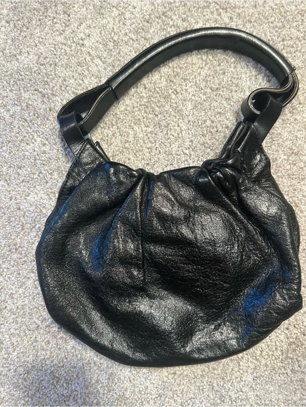 Nannini Black Leather Hobo Shoulder Bag